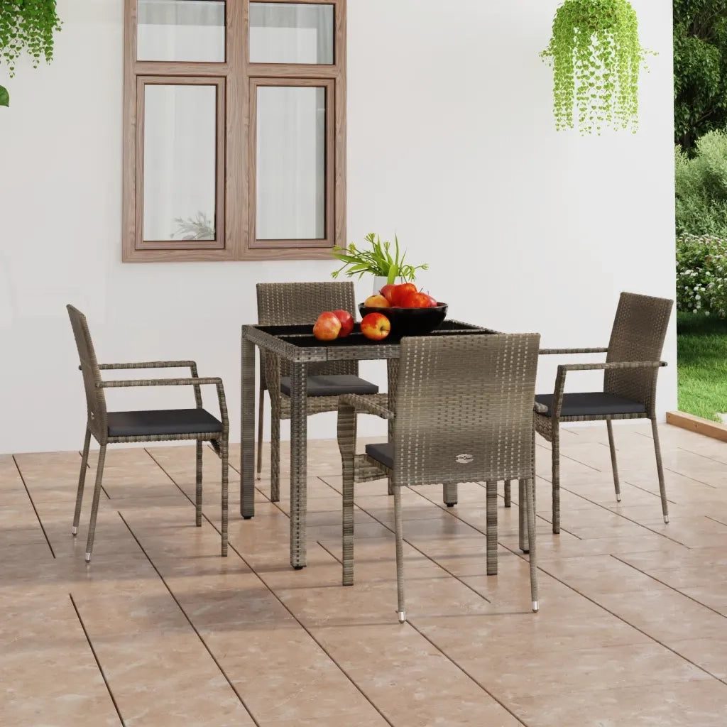 Sedie da Giardino con Cuscini 4 pz | Sedie da Esterno in Polyrattan Grigie