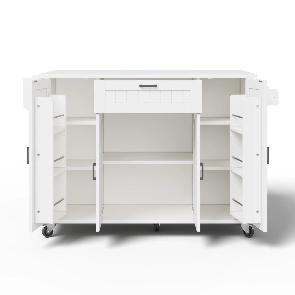 Isola cucina con piano ribaltabile - Zephmum - 120¡Á45(70)¡Á95 - Bianco - Carrello, 4 ante, cassetto, porta spezie