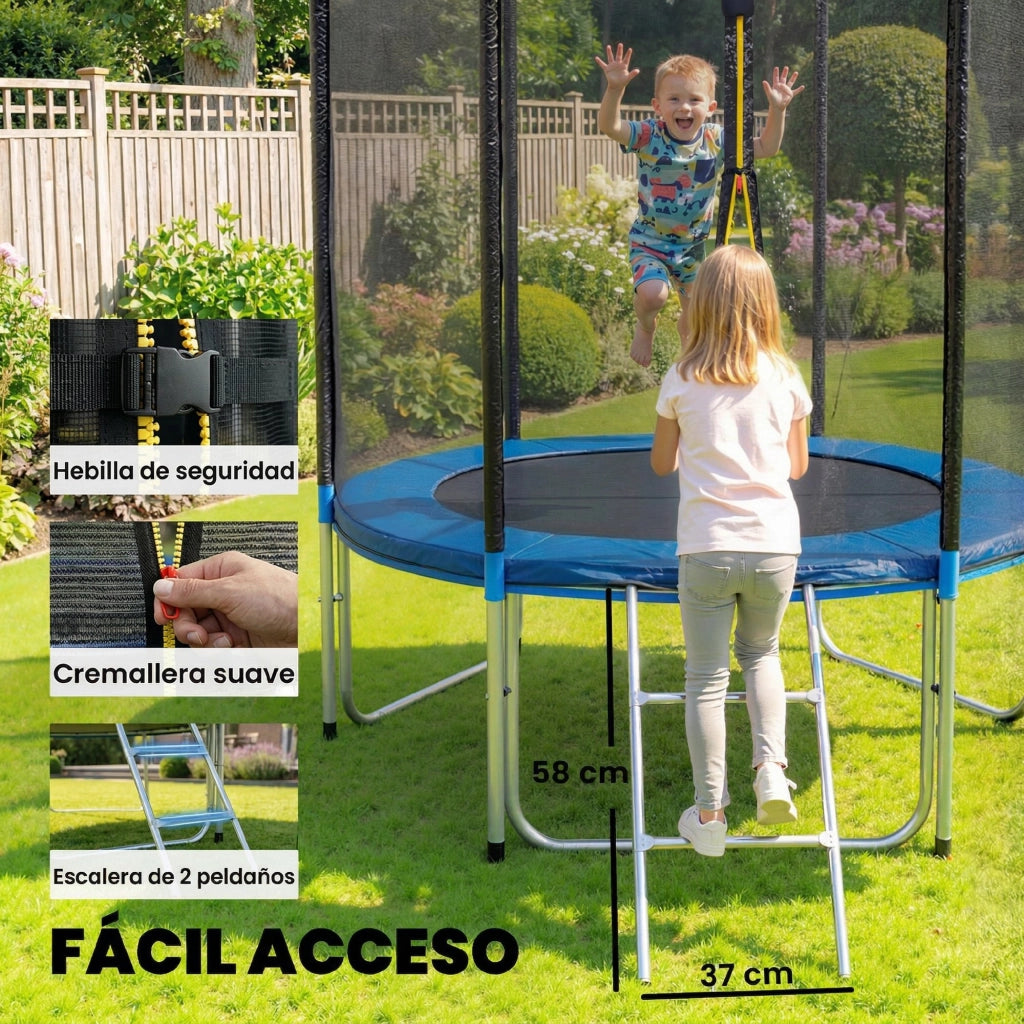 Trampolino Esterno con Rete di Sicurezza ¨C Zephmum ¨C Blu ?183 cm