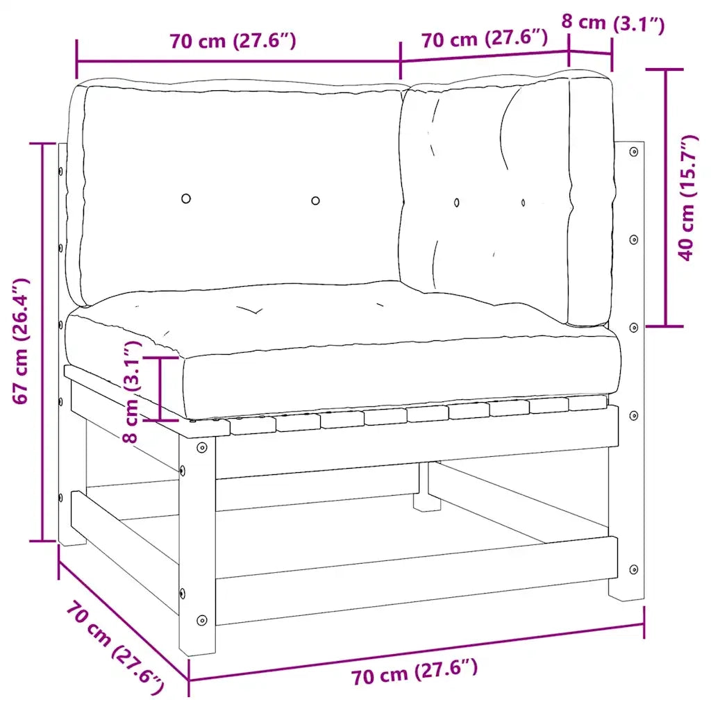Salotto da Giardino-Set Divani da Giardino2 pz con Cuscini Legno Massello Pino 461705