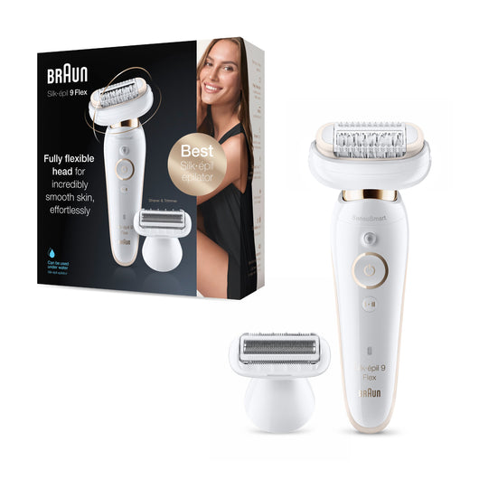 Braun silk-épil 9 flex 9-002 - epilatore elettrico donna bianco/oro con testina flessibile per un’epilazione più semplice - 9002