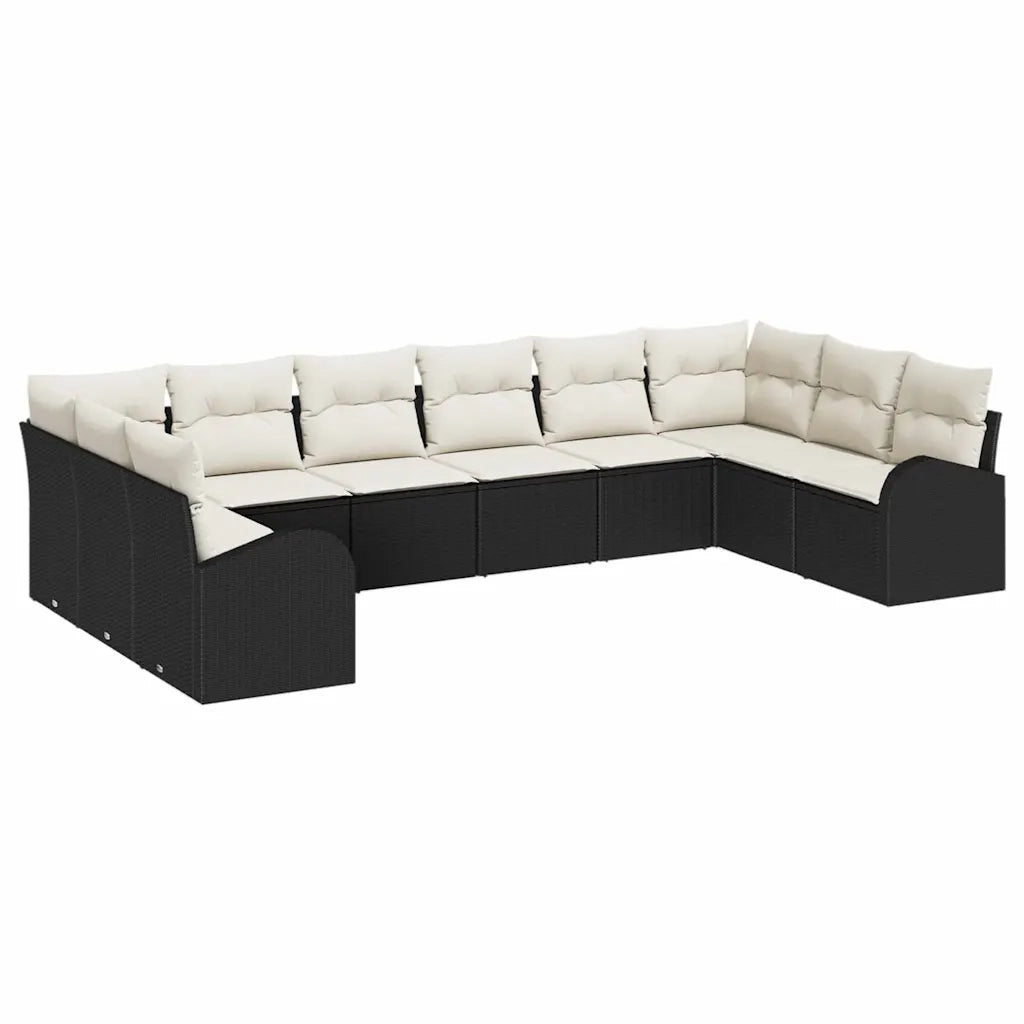 Set di divani con cuscino 10 pcs Nero Polyrattan