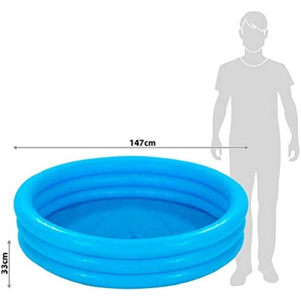 Trade Shop - Piscina Crystal Blu A 3 Anelli Gonfiabili 147 X 33 Cm 330lt Bambini Estate 58426 -