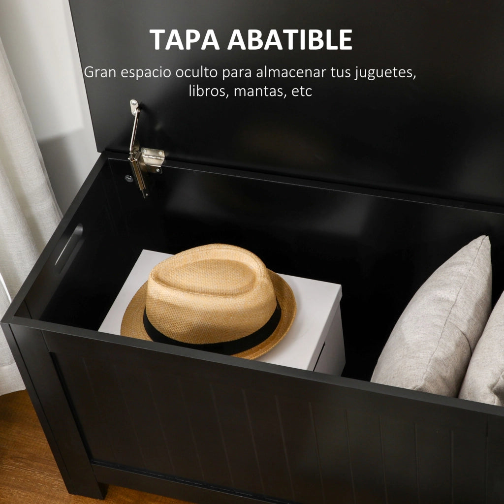 Baule contenitore con coperchio ¨C Xylo ¨C nero 81x40x46 cm