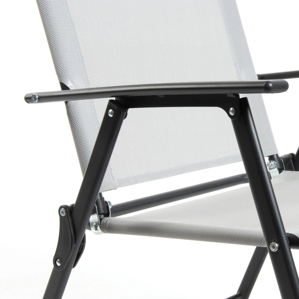 Sedia Pieghevole da Giardino  72x56x91,5 cm in Acciaio e Textline Capri Grigio Chiaro