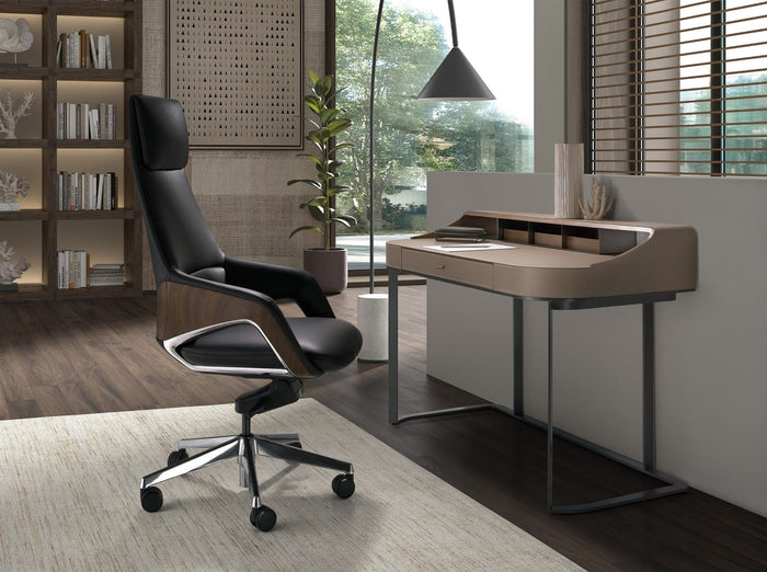 Sedia girevole da ufficio in similpelle nera