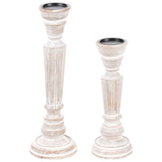 Set di 2 portacandele in legno di mango marrone chiaro Decorativo