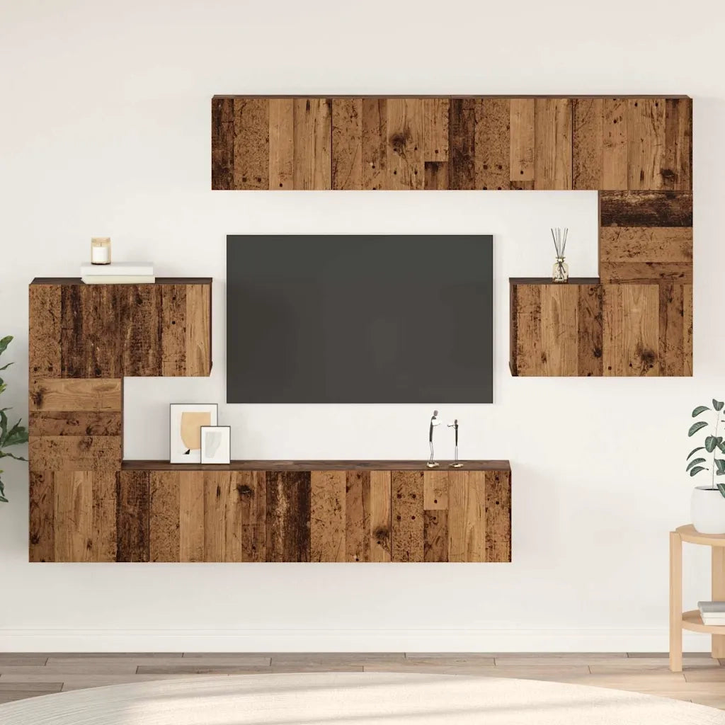 Set mobile TV 8 pcs Legno vecchio Legno multistrato 3393216