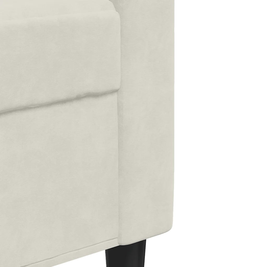 Set di Divani 3 pz con Cuscini Crema in Velluto