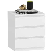 Cassettiera 3 Cassetti con Chiusura Rallentata, Stile Moderno 45x40x52,8 cm Bianco
