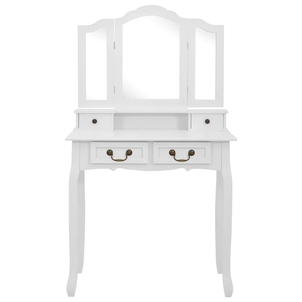 Set toeletta con sgabello 80 x 69 x 141 cm bianco 02_0006222