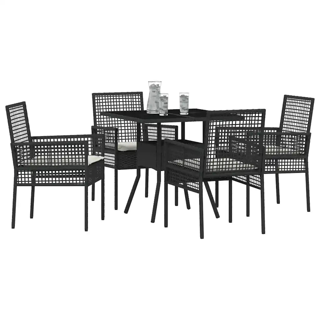 Set da Pranzo per Giardino 5 pcs Nero polyrattan 3334924
