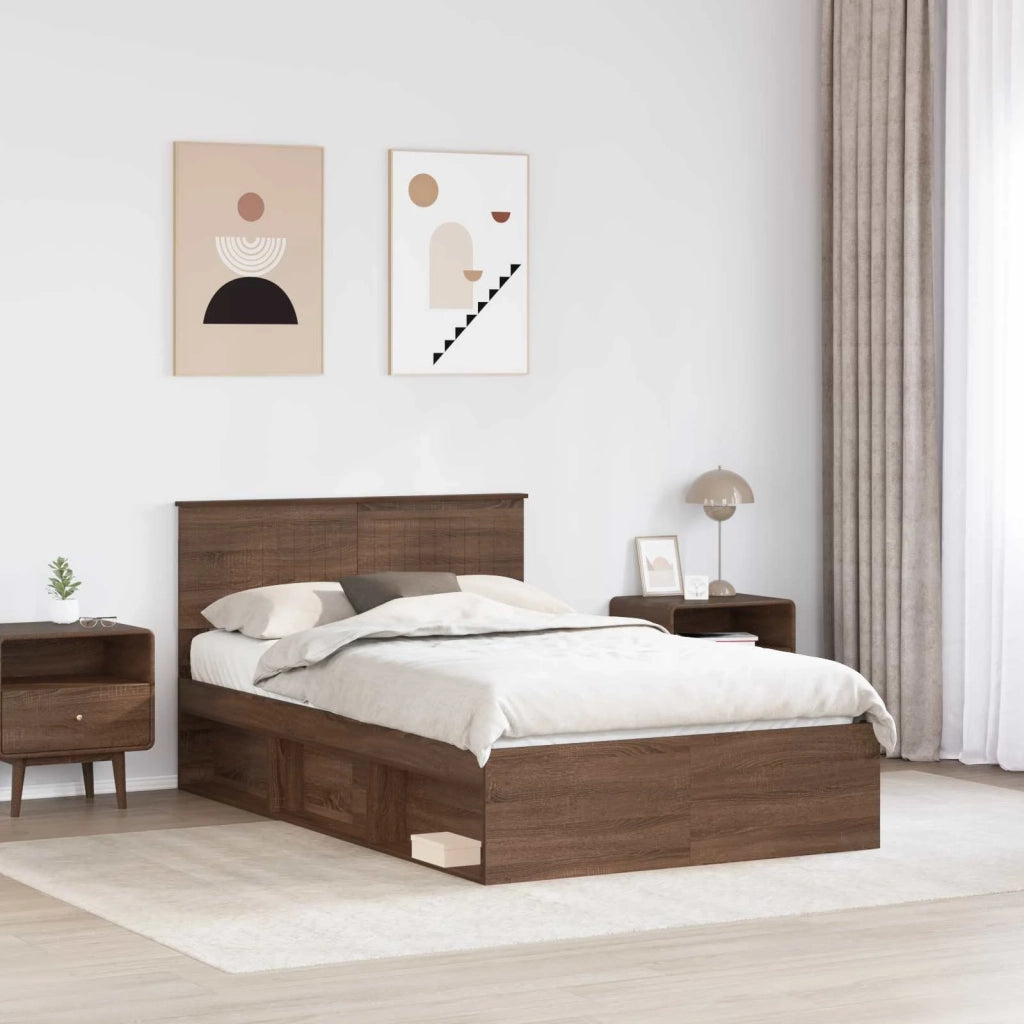 Struttura del letto Rovere Marrone 120 x 190 cm Pino massello 3410633