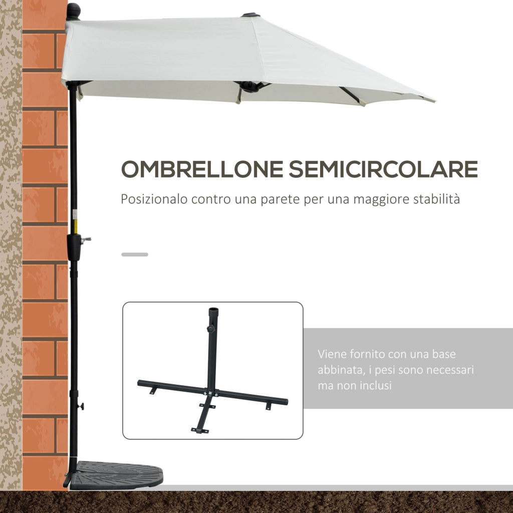 Ombrellone Semicircolare 200x190x240 cm Tettuccio Anti UV Crema