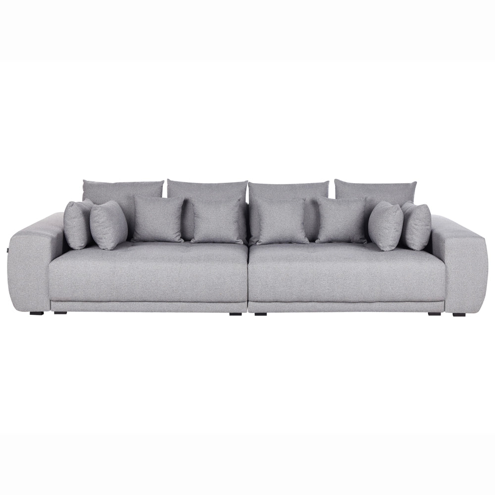 Divano con 8 cuscini grigio con rivestimento in tessuto 4 posti cuscino schienale