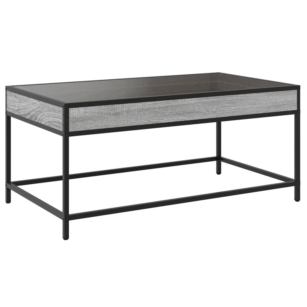 Tavolino da Salotto con LED Infinity-Tavolino da soggiorno Grigio Sonoma 90x50x41 cm