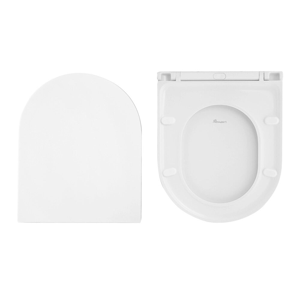 Sanitari sospesi in ceramica bianco design ovale con copriwc e scarico rimless Velora