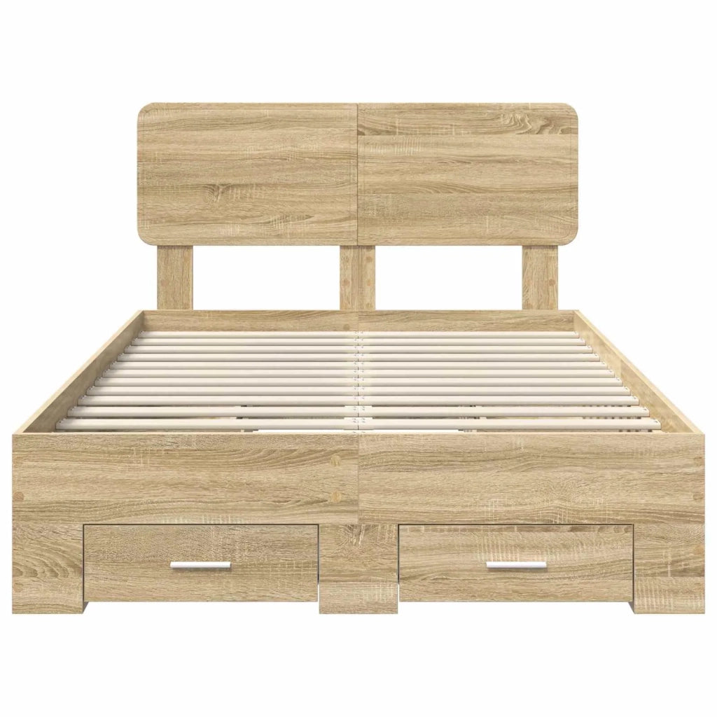 Struttura del letto con testiera Rovere Sonoma 135 x 190 cm