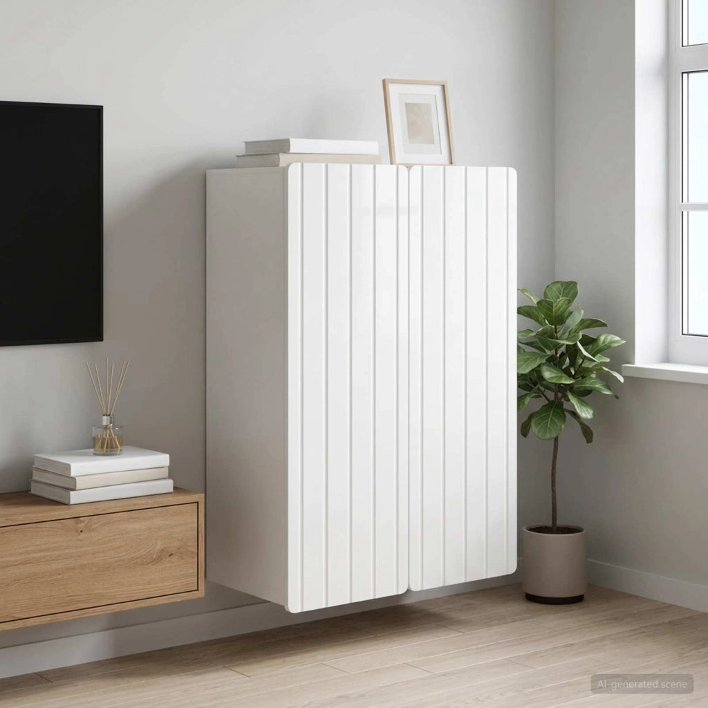 Mobiletto a muro Bianco Lucido 66 x 34,5 x 92 cm 898229