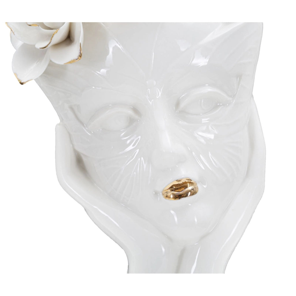 Vaso Decorativo Viso 30, Bianco, Porcellana, 16,5x14x27,3 cm