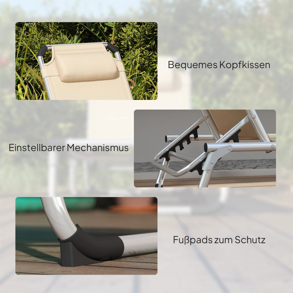 Lettino pieghevole per esterno con cuscino e schienale regolabile ¨C zephmum ¨C Beige