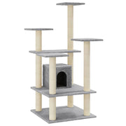 Tiragraffi per gatti torre per arrampicata giocattolo piattaforma per arrampicata con tiragraffi in sisal leggero 110 cm grigio 02_0022549
