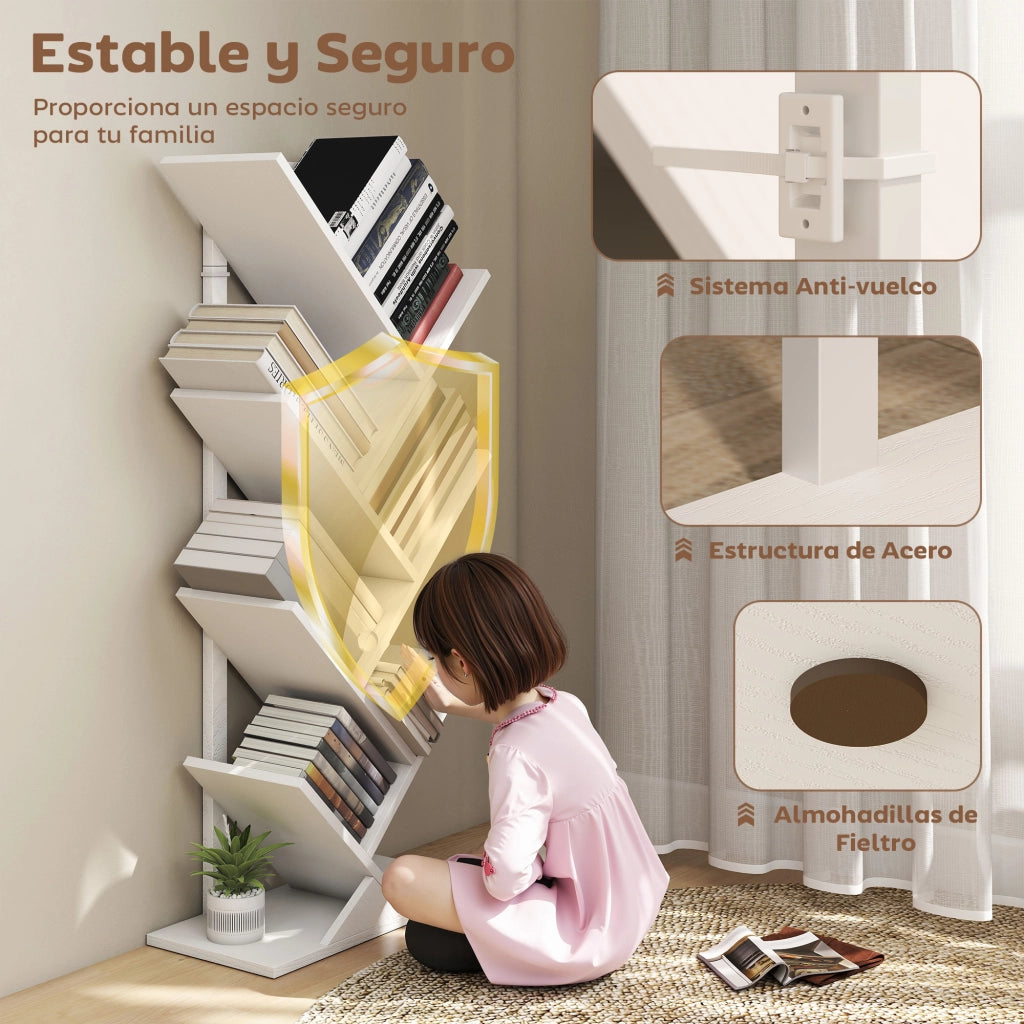 Libreria Albero 7 Ripiani ¨C Minimal ¨C Bianco 50x24x109 cm