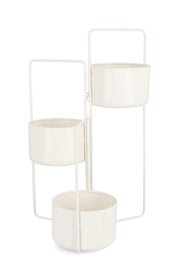Porta Vasi 3 Ripiani 45x21x68 cm in Acciaio Keyra Bianco