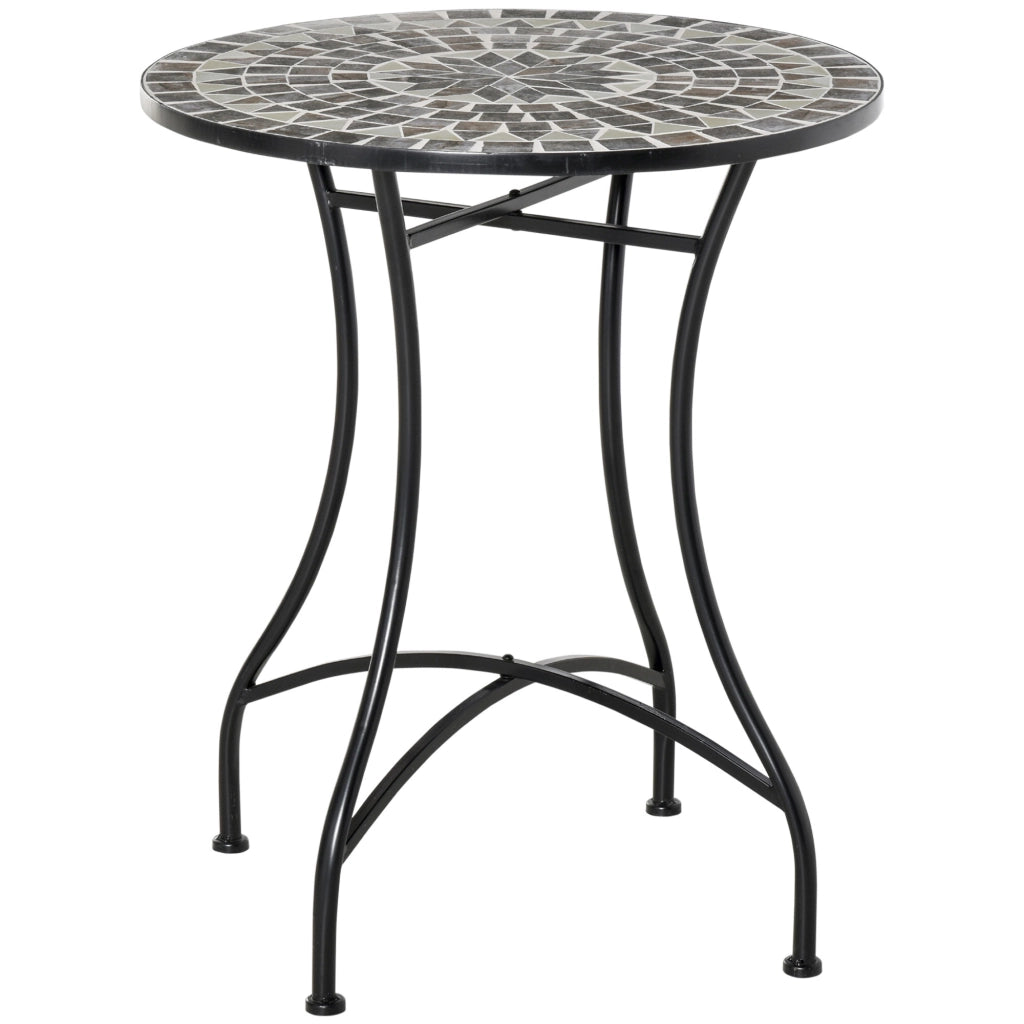 Tavolino da Giardino ¨C zephmum ¨C Metallo e Ceramica Nero