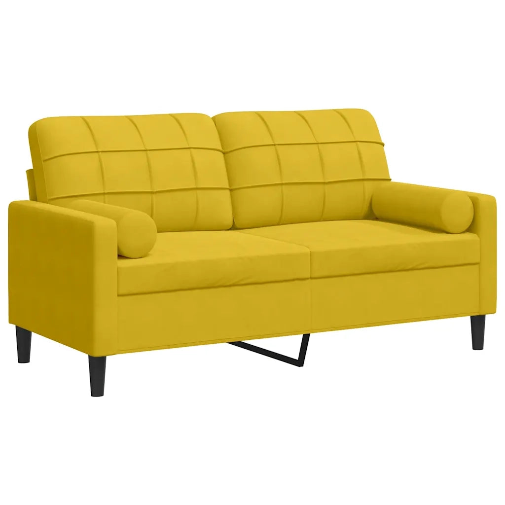 Divano | Divano da soggiorno | Sofa a 2 Posti con Cuscini Giallo 140 cm in Velluto
