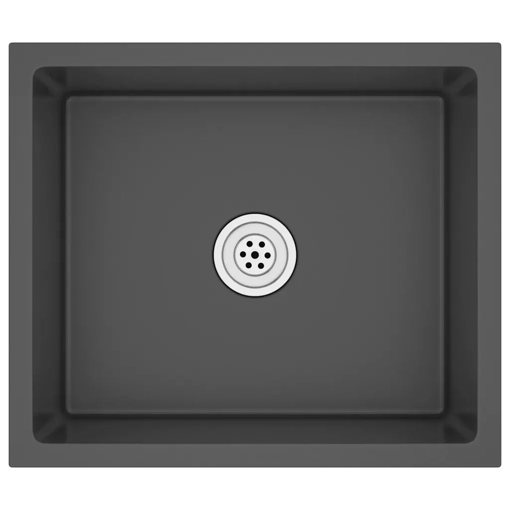 Lavello da Cucina-Lavandino-Lavabo Artigianale Nero in Acciaio Inox 859895