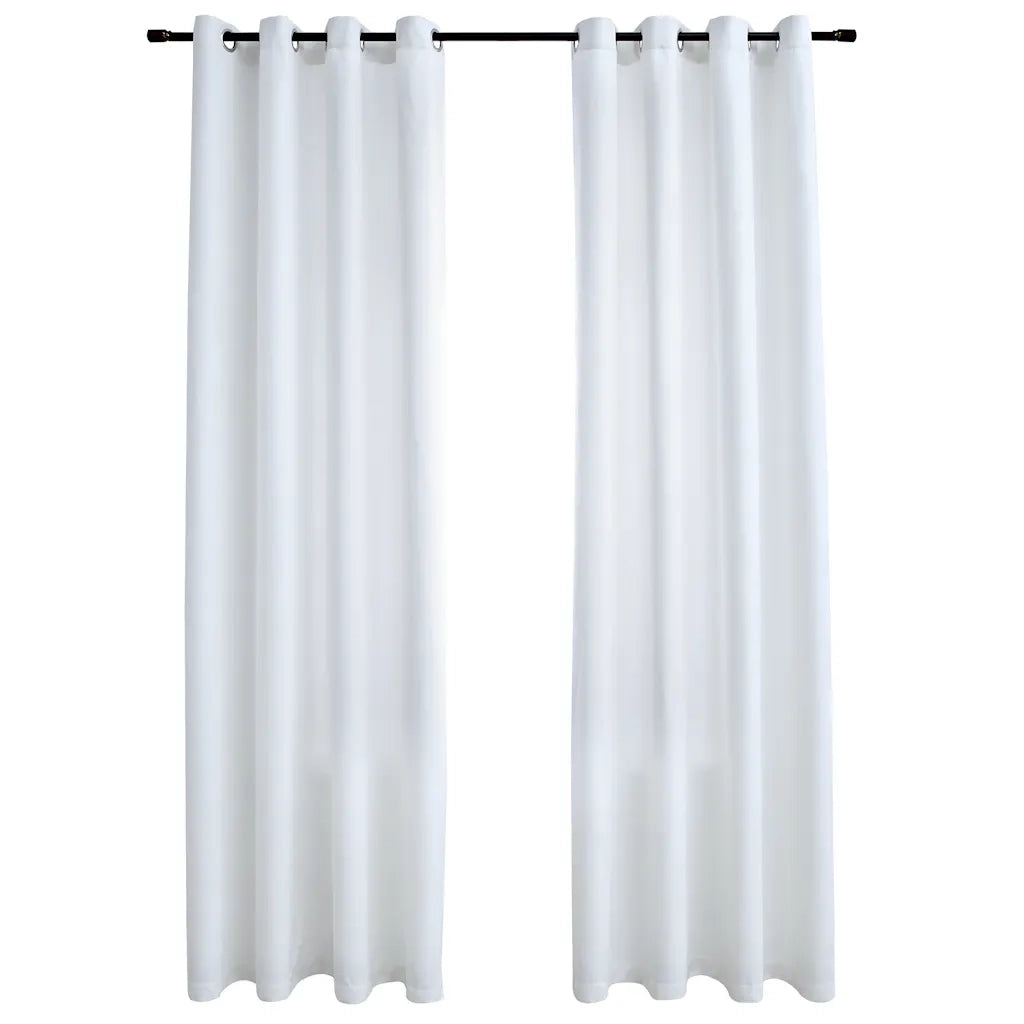 Tende Oscuranti | Tende Blackout con Anelli in Metallo 2 pz Avorio 140x245 cm