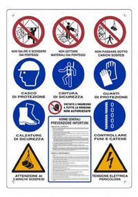 CARTELLO 88X68 CANTIERE 12 SIMBOLI PROTEZIONE