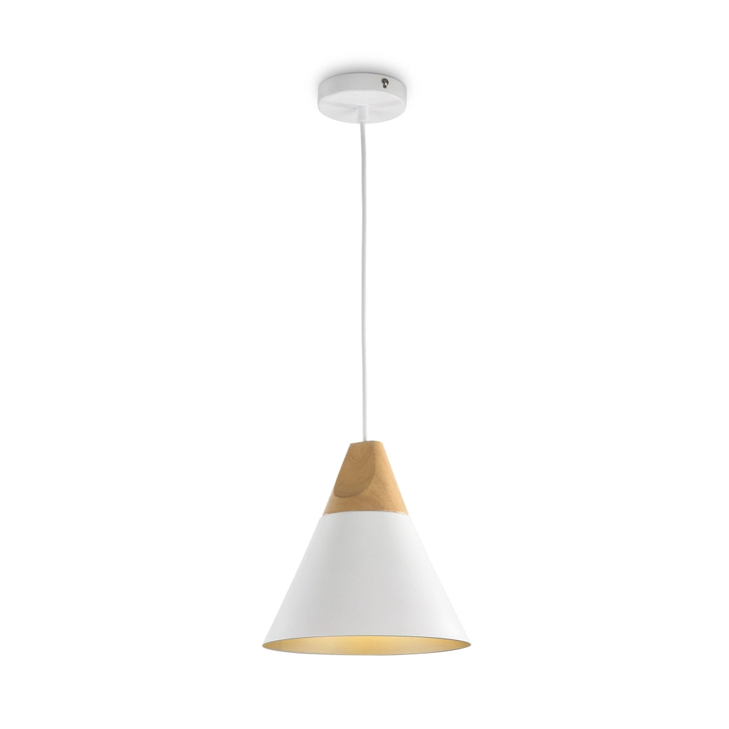 Maytoni Sospensione Minimal Bicones 1 luce E27 bianco oro metallo legno