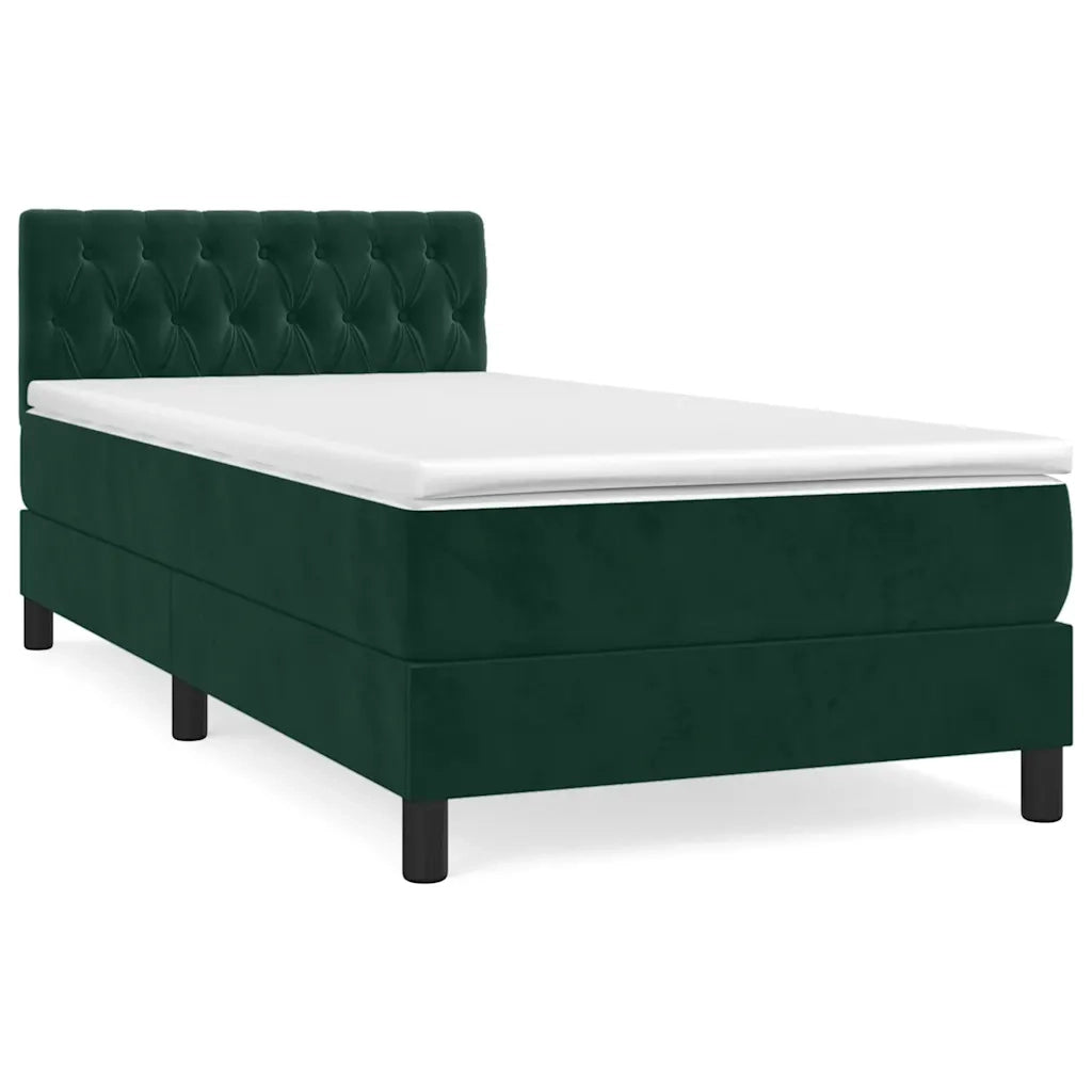 Giroletto a Molle con Materasso Verde Scuro 90x190 cm Velluto 3141458