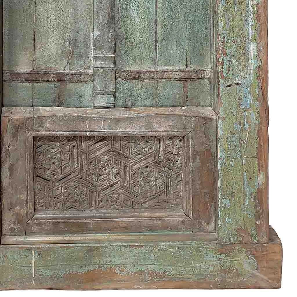 Finestra in legno artigianale blu 100x14x180h cm