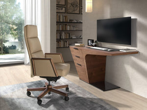 Sedia girevole da ufficio in similpelle visone