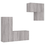 Mobile TV multimediale scaffale TV credenza TV sala da pranzo soggiorno camera da letto 4 pezzi legno ingegnerizzato Sonoma grigio 02_0029249