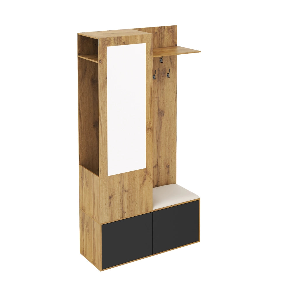 Set Ingresso con Scarpiera, Specchio, Appendiabiti, Ripiani e Panca ¨C MINIMAL