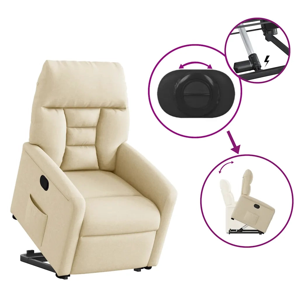 Poltrona Alzapersona Reclinabile Crema in Tessuto 3303040
