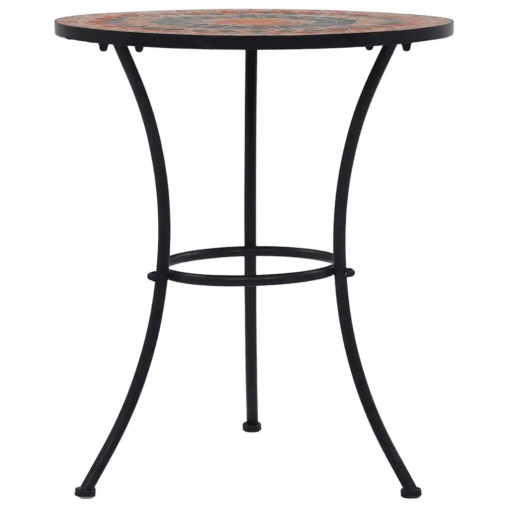 Tavolino da Giardino | Tavolino da Bistrot con Mosaico Arancio/Grigio 60cm in Ceramica