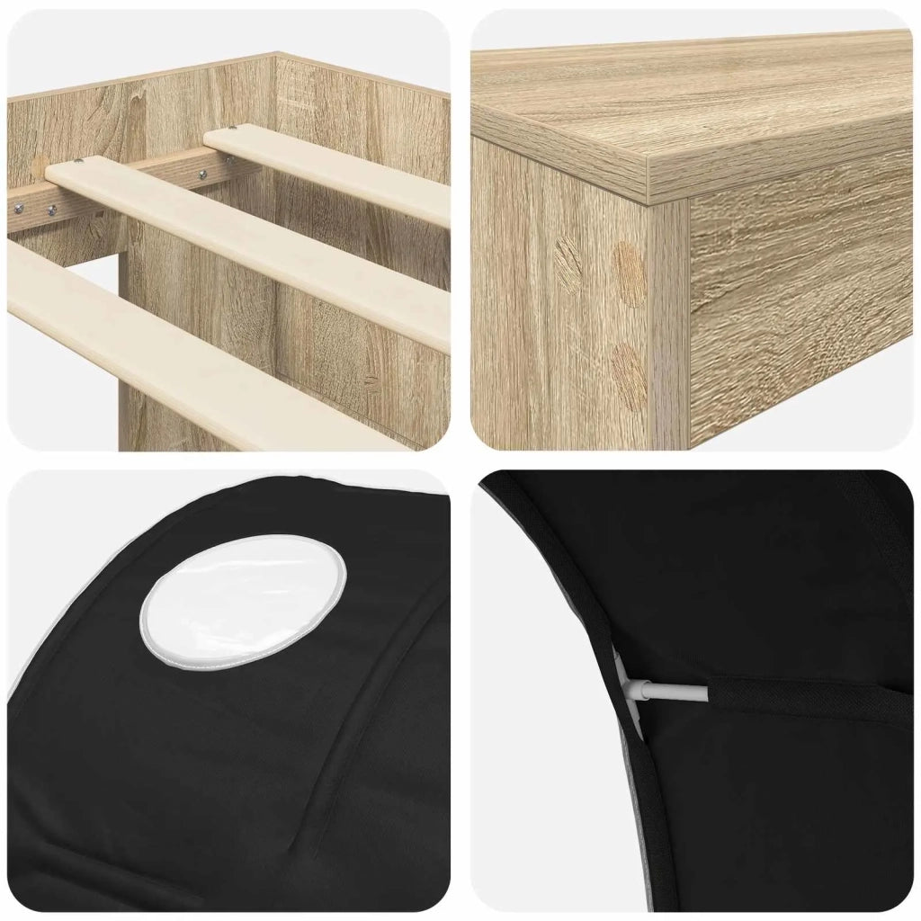 Letto con Tunnel 3 pz Rovere Sonoma e Nero Legno multistrato 3423652