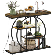 Mobile console con illuminazione LED ¨C zephmum ¨C marrone rurale e nero, 100 cm