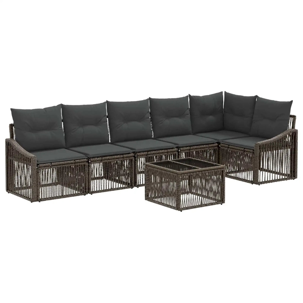 Set Divano da Giardino 7 pcs Grigio polyrattan