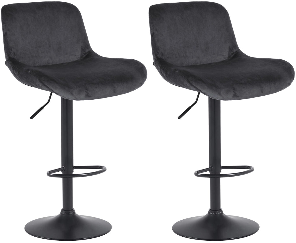 Set di 2 sgabelli da bar Solon velluto nero 2