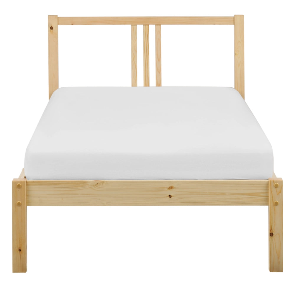 Letto in Legno di pino Chiaro con Rete a Doghe Stile Classico 90 x 200 cm