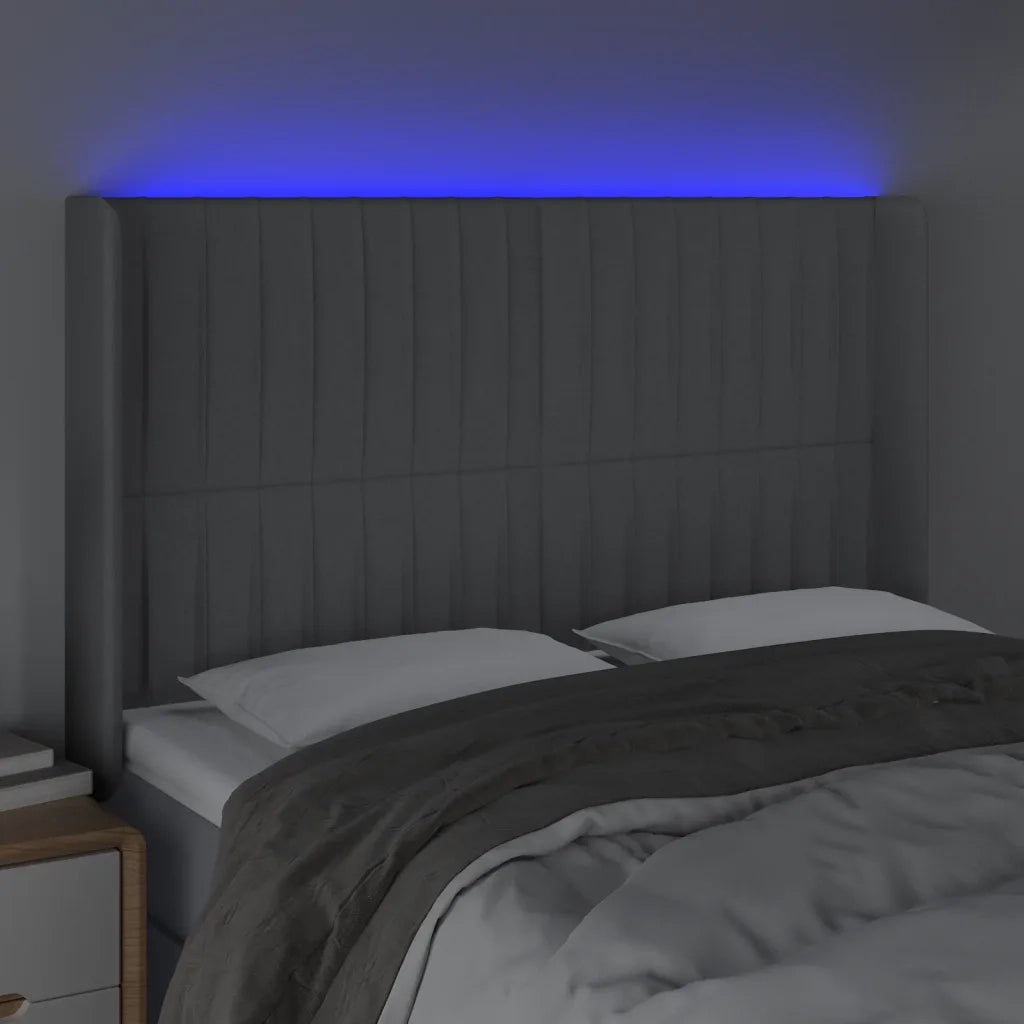 Testiera a LED Grigio Chiaro 147x16x118/128 cm in Tessuto 3124284