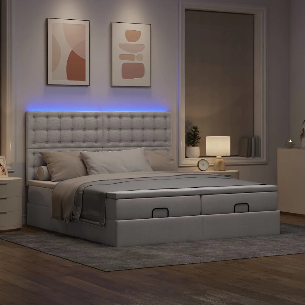 Struttura Letto Pouf con Materassi Tortora 160x200cm in Tessuto 3314580