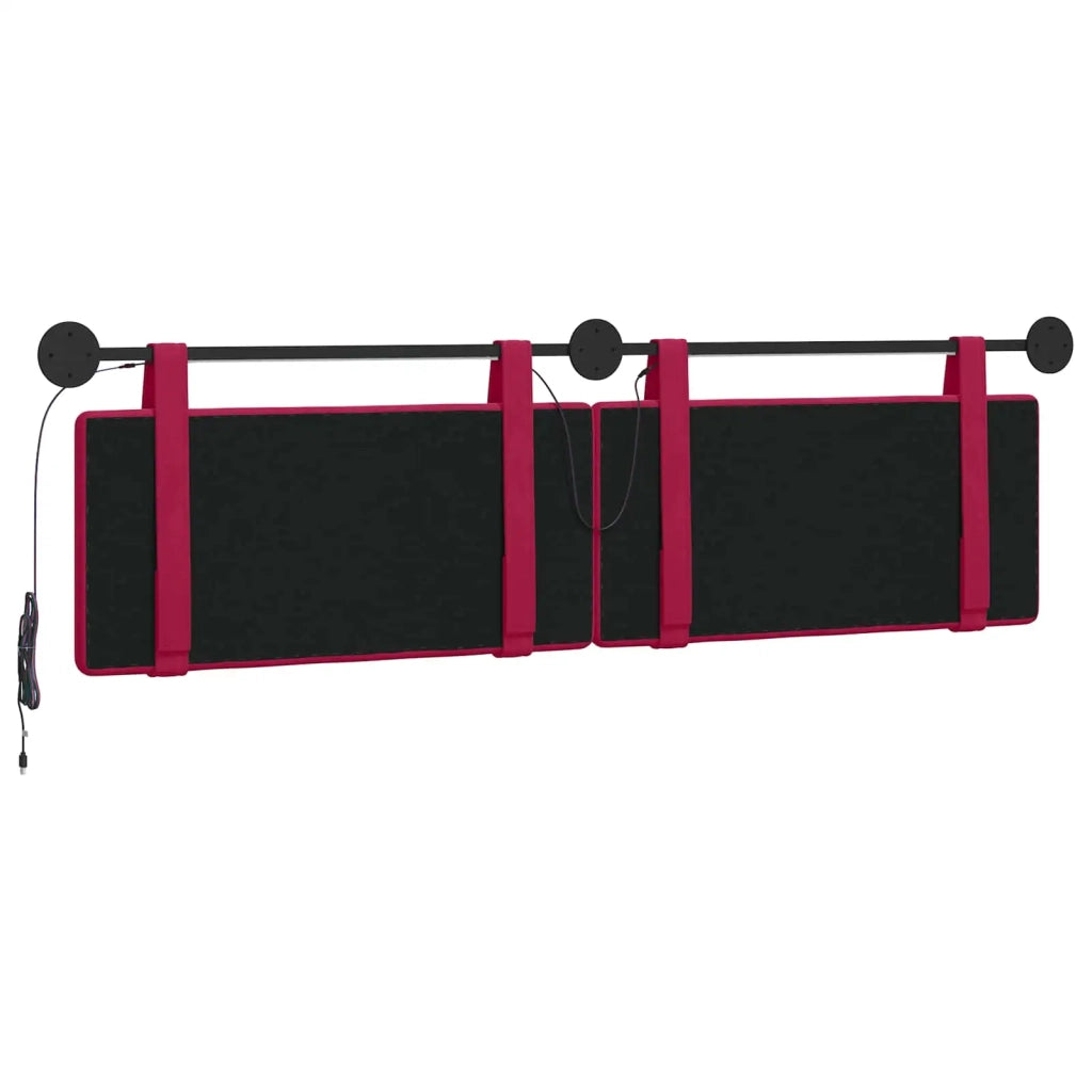 Testiera sospesa Con luce LED Rosso Vino Velluto