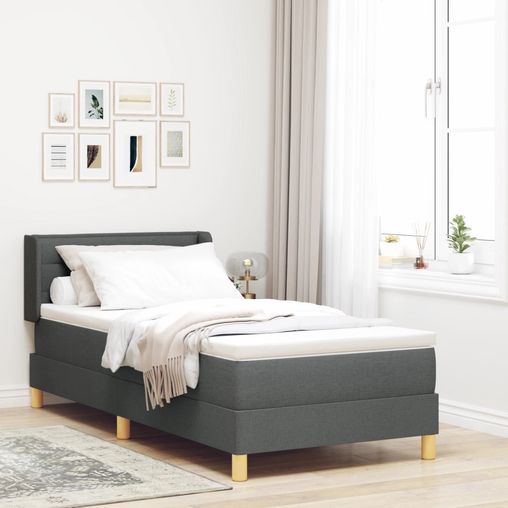 Letto con Box Spring e Materasso Grigio Scuro 100x200 cm Tessuto